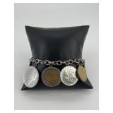 Sterling Silver Bracelet w/ Coin Charms