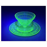 Vaseline Dessert Cup & Saucer Sets|10 Sets