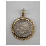 Half Dollar Coin & 14 k Gold Pendant
