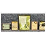 5/PC Vintage Framed Poem/Inspirational Phrases
