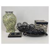 Ceramic/Metal/Wood Zebra Print Decor|15 pc