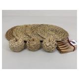 Straw Woven Apples/Placemats/Salad Hands|8 pc