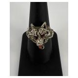 Sz 9.5 Sterling Silver Wolf Ring