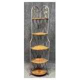 Folding Metal Wicker Corner Shelves