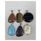 Stone Pendants / 6 pc