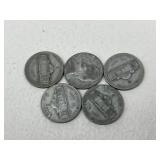 Jefferson War Nickels / 5 pc