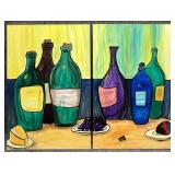 2/PC Bottle Still Life Original Painting on Canvas