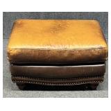 Distressed Leather Ottoman
