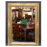 Large Beveled Mirror in Gold Tone Frame