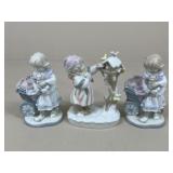 Handpainted Porcelain Dolfi Figures / 3 pc