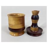 Turned Wood Candle Holders |2 pc