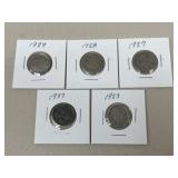 1923 - 1937 Buffalo Nickels / 5 pc