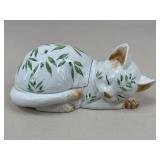 Ceramic Handpainted Cat Trinket Box