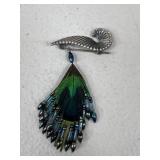 Sterling Silver Peacock Brooch