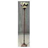Metal Floor Lamp w / Stained Glass Shade