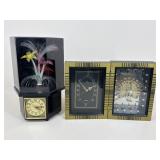 Vintage Rotating Fiber Optic & Folding Clocks|2 pc