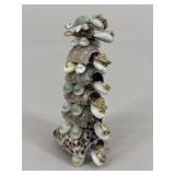 Vintage Stacked Seashell Bobblehead Turtle Figure
