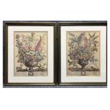 2/PC January/December Botanical Lithographs