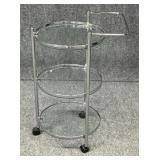 3- Tier Rolling Cart w / Glass Shelves