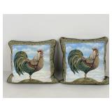 Pair Of Newport Rooster Throw Pillows