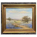 Small Original Bluebonnet Painting on Canvas