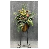 Artificial Plant in Standing Metal Vase