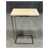 Faux Stone C Shaped End Table