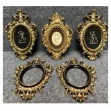 5/PC Vintage Ornate Oval Classical Framed Cherubs