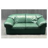 Leather Center Green Leather Loveseat