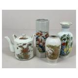 Asian Style Vases & Tea Pot
