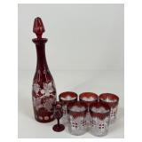 Etched Glassware Set / 7 pc