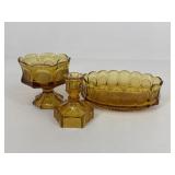Vintage Fostoria Amber Coin Glass Assortment|3 pc