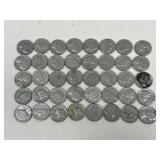 Pre 1964 Jefferson Nickels / 40 pc