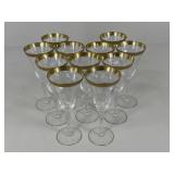 Gold Rim Wine Glasses / 11 pc