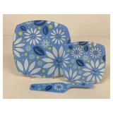 Floral Pattern Glass Dish Set
