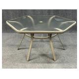 Hexagonal Metal & Glass Patio Table