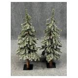 Pair of Flocked Porch Trees