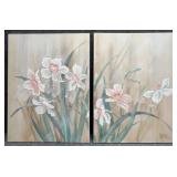 Original Diptych Floral Painting on Canvas