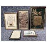 5/PC Vintage Framed Poem/Inspirational Phrases