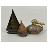 Brass Tone Nautical Paperweights/3 pc
