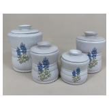 Frankoma Ceramic Bluebonnet Canisters / 4 pc