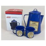 Enameled Percolators & Mugs / 4 pc