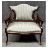 Antique Settee / Arm Chair On Casters