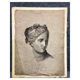 Antique Signed Charcoal Drawing 1874