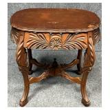 Carved Wood End Table