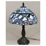 Metal Lamp W/ Stained Glass Shade