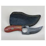 Custom Damascus Short Skinner Knife W/ Sheath