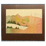 Matted Linoleum Block Print Signed Gwen Frostic
