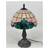 Metal Lamp w/ Stained Glass Shade