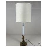 Brass & Painted Metal Lamp w/ Shade
